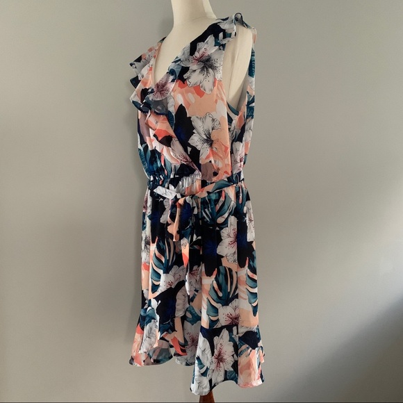 PORTMANS Women’s Ruffle V Neck Floral Midi Dress Size 14 - Picture 6 of 7